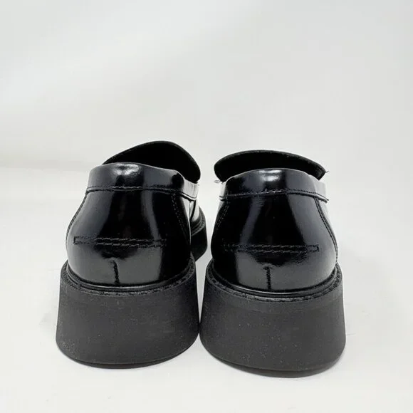 Anthropologie Maeve Classic Leather Loafers Black Size 38/7-7.5